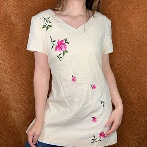 Floral embroidered tunic, size L